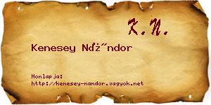 Kenesey Nándor névjegykártya